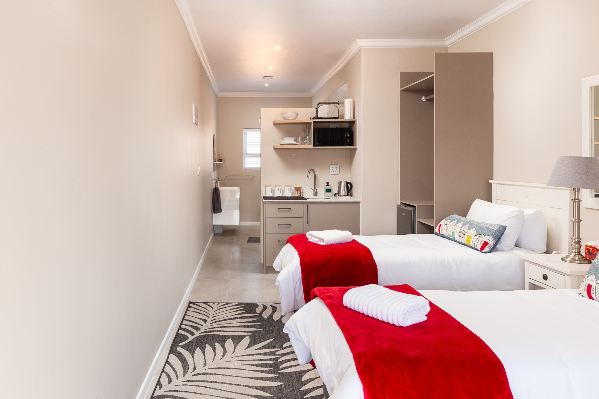 Modern studio bedroom with kitchenette