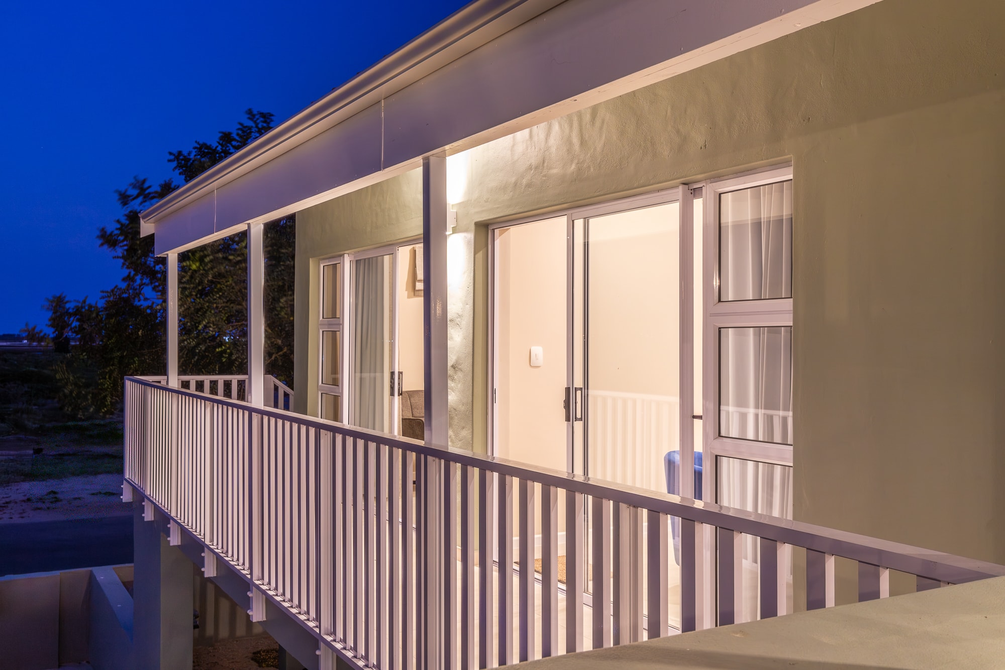Modern house deck at twilight
